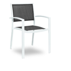 Medi Tex 753 Sessel mit Armlehne, Aluminium/Textilene, weiss