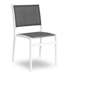 Medi Tex 755 Stuhl ohne Armlehne, Aluminium/Textilene, weiss