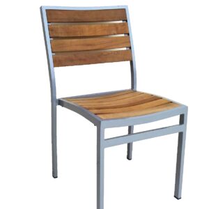 New York Stuhl ohne Armlehne, Aluminium/Teak