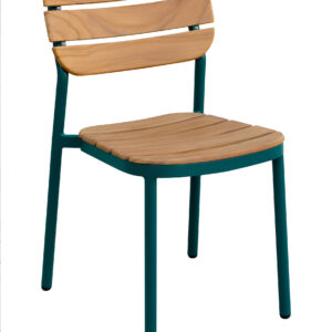 Pesaro Stuhl ohne Armlehne, Aluminium/Teak, diverse Farben