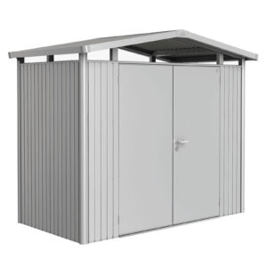 Biohort Gerätehaus Panorama® P1 Doppeltüre silber-metallic